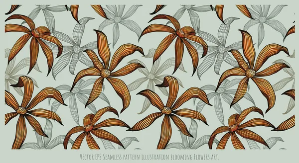Vector Eps Nahtlose Musterillustration Blühende Blumenkunst — Stockvektor