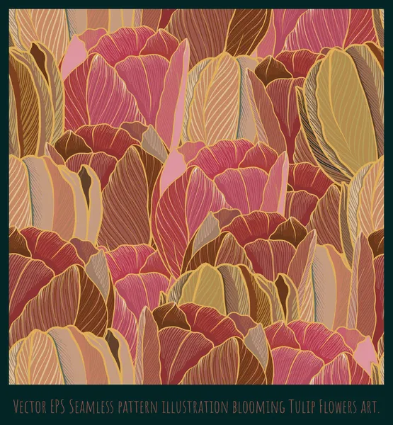 Διάνυσμα Eps Απρόσκοπτη Απεικόνιση Μοτίβο Άνθιση Τουλίπα Λουλούδια Τέχνη — Διανυσματικό Αρχείο