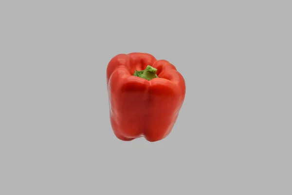 Dolce Peperone Rosso Vegetale Uno Sfondo Grigio Isolato — Foto Stock