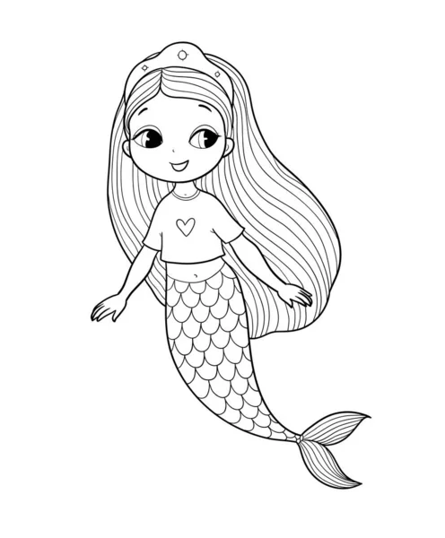 Beau dessin animé petites sirènes. Sirène. Thème mer. illustration vectorielle. Belle fille de dessin animé avec une queue de poisson — Image vectorielle