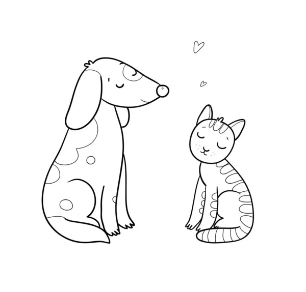 Cartone animato carino gatto e cane. Animali carini. — Vettoriale Stock