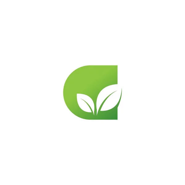 緑の葉のロゴアイコンデザインイラスト — ストックベクタ