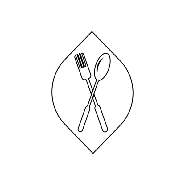 Cuillère Fourchette Icône Vectoriel Dessin Illustration Image — Image vectorielle