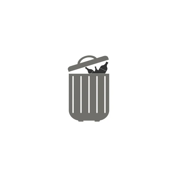Lixo Pode Ícone Vetor Logotipo Design Ilustração — Vetor de Stock