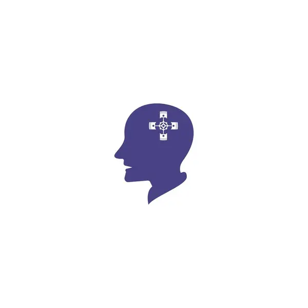 Hjärna Ikon Vektor Logotyp Design Illustration — Stock vektor