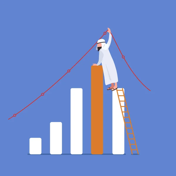 Dibujo Plano Negocios Hombre Negocios Árabe Subiendo Escalera Para Ajustar — Archivo Imágenes Vectoriales