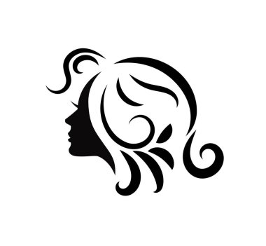 Kuaför kuaförü ve logo şablonu siluet kadın potrait