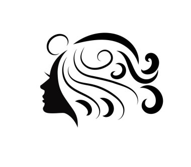 Kuaför kuaförü ve logo şablonu siluet kadın potrait