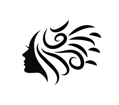 Kuaför kuaförü ve logo şablonu siluet kadın potrait