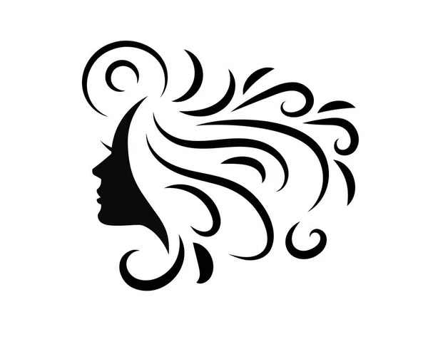Salon Haar Und Schönheit Logo Vorlage Silhouette Frau Potrait — Stockvektor