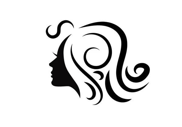 Salão Beleza Cabelo Logotipo Modelo Silhueta Mulher Potrait — Vetor de Stock