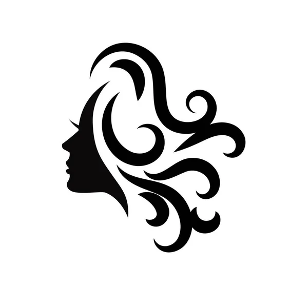 Salon Hair Beauty Logo Template Silhouete Woman Potrait — Wektor stockowy