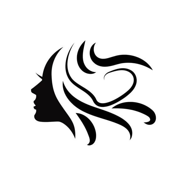 Salon Haar Und Schönheit Logo Vorlage Silhouette Frau Potrait — Stockvektor