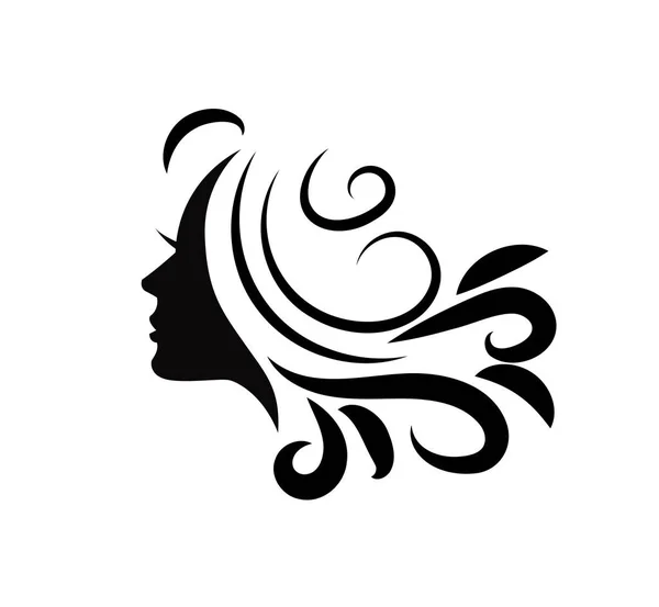 Salão Beleza Cabelo Logotipo Modelo Silhueta Mulher Potrait — Vetor de Stock