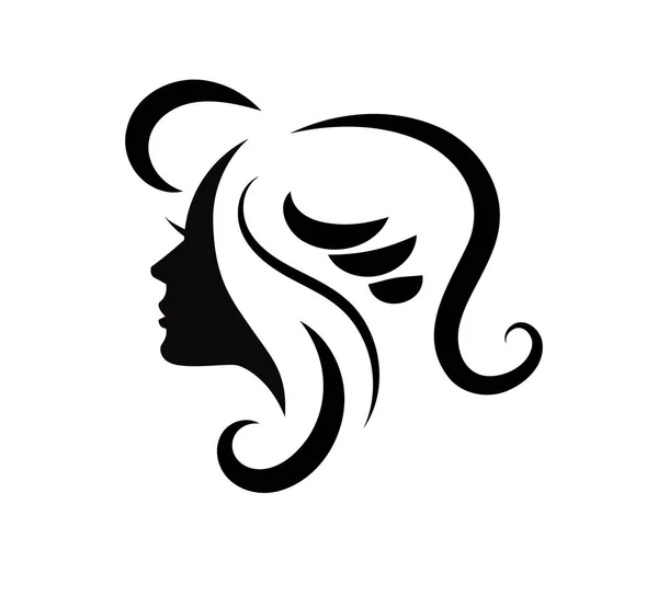 Salão Beleza Cabelo Logotipo Modelo Silhueta Mulher Potrait — Vetor de Stock