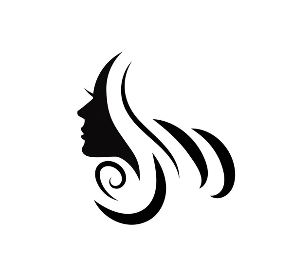 Salon Hair Beauty Logo Template Silhouete Woman Potrait — стоковый вектор