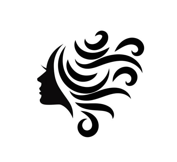 Salon Hair Beauty Logo Template Silhouete Woman Potrait — Vector de stock