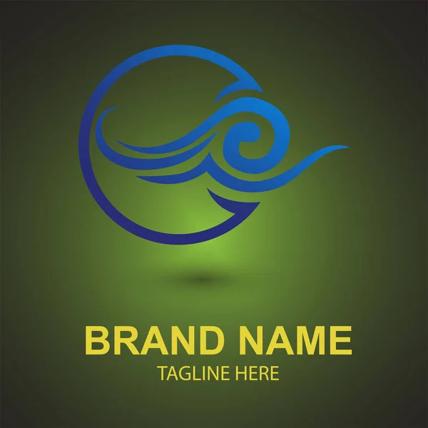 Företagets Logotyp Med Vatten Stänk Eller Våg Form — Stock vektor