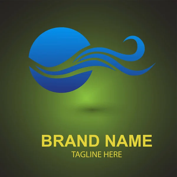Logo Perusahaan Dengan Percikan Air Atau Bentuk Gelombang - Stok Vektor