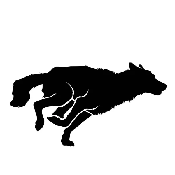 Running Wolf Silhouette White Background — Image vectorielle