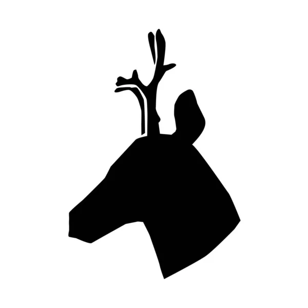 Black Big Horned Male Deer Alpha Male Silhouette Photo —  Vetores de Stock