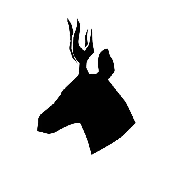 Black Big Horned Male Deer Alpha Male Silhouette Photo — Archivo Imágenes Vectoriales