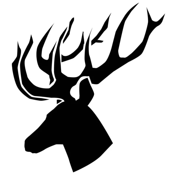 Black Big Horned Male Deer Alpha Male Silhouette Photo — Stockvektor