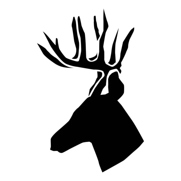 Black Big Horned Male Deer Alpha Male Silhouette Photo — Stockvektor