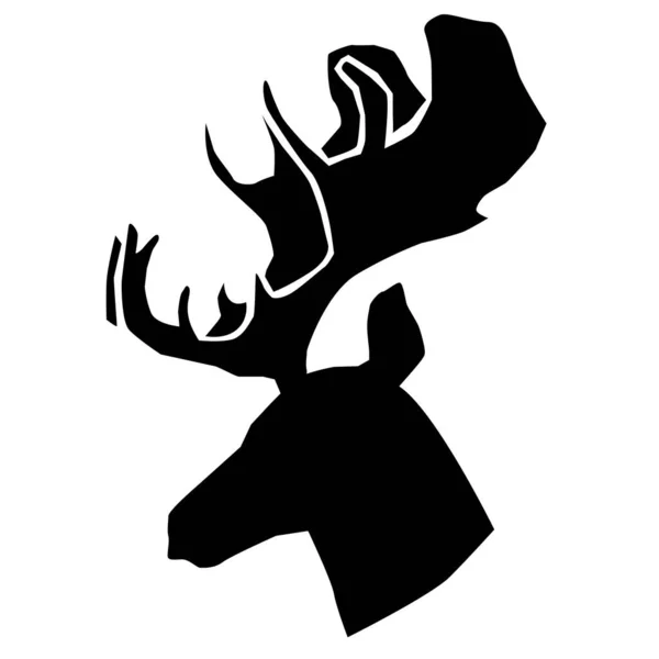 Black Big Horned Male Deer Alpha Male Silhouette Photo — Stockvektor
