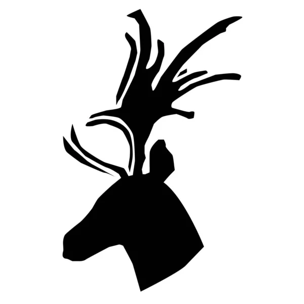 Black Big Horned Male Deer Alpha Male Silhouette Photo — Stock Vector