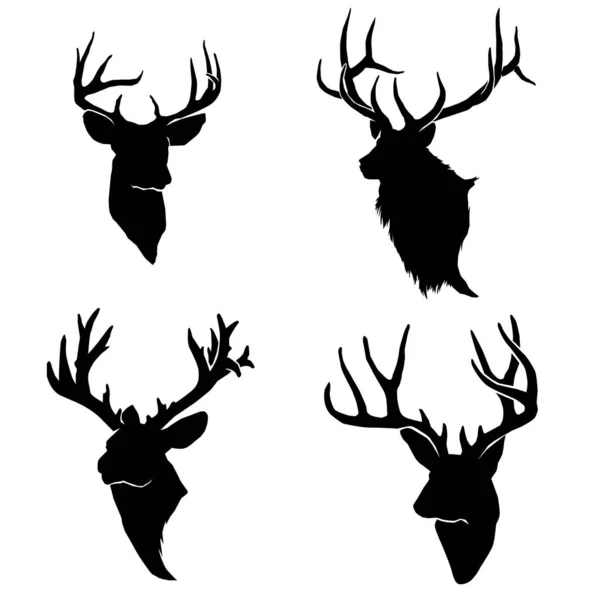 Black Big Horned Male Deer Alpha Male Silhouette Photo — Vector de stock