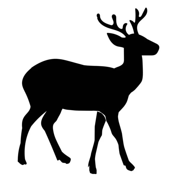Black Big Horned Male Deer Alpha Male Silhouette Photo — Stockvektor