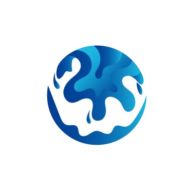 Mavi su logo şablonu çevresel temalı sanat tasarımı için uygundur