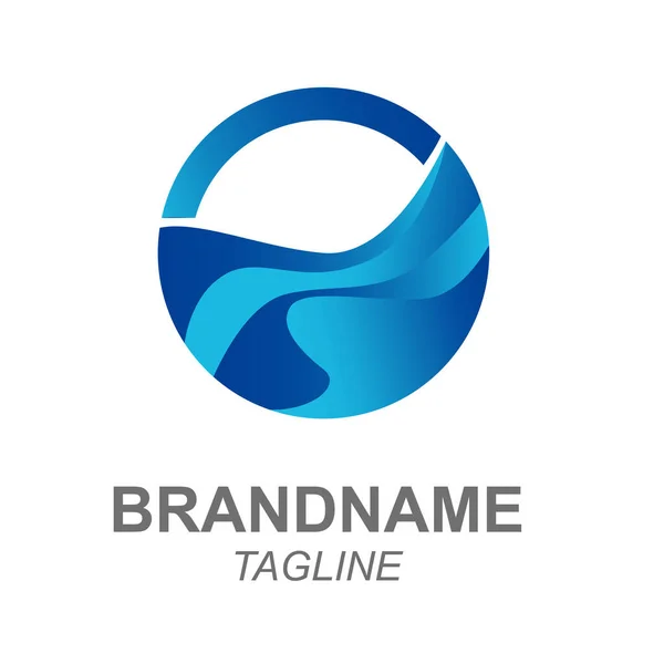 Blauw Water Logo Template Geschikt Voor Art Design Met Milieuthema — Stockvector
