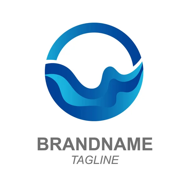 Blue Water Logo Template Suitable Your Art Design Environmental Theme — 스톡 벡터