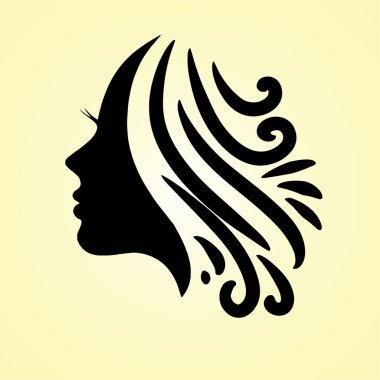 silhouette beautiful lady for salon or hair beauty treatment logo vector icon