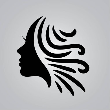 silhouette beautiful lady for salon or hair beauty treatment logo vector icon