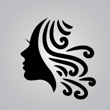 silhouette beautiful lady for salon or hair beauty treatment logo vector icon