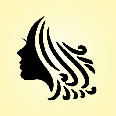 silhouette beautiful lady for salon or hair beauty treatment logo vector icon