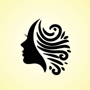 Güzellik salonu veya kuaför logosu ikonu için güzel bir bayan.