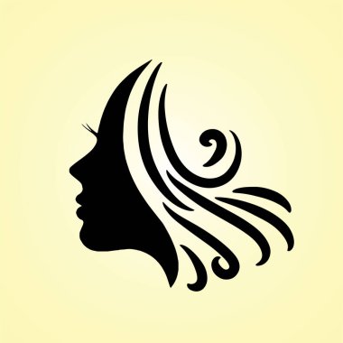 silhouette beautiful lady for salon or hair beauty treatment logo vector icon