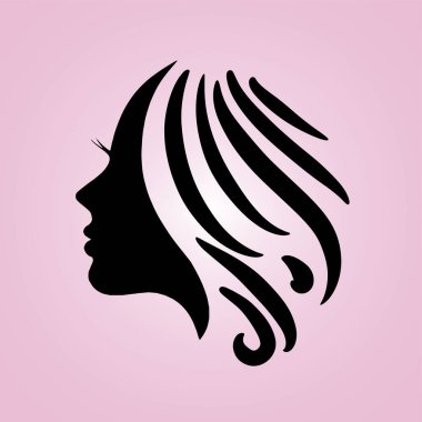 silhouette beautiful lady for salon or hair beauty treatment logo vector icon