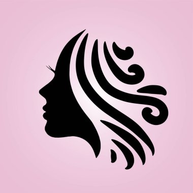 Güzellik salonu veya kuaför logosu ikonu için güzel bir bayan.