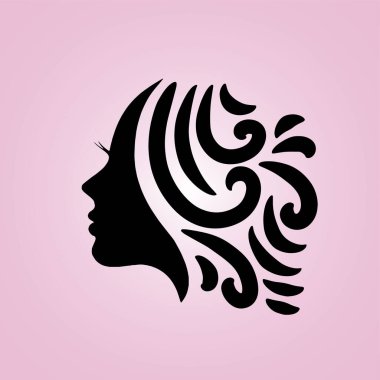silhouette beautiful lady for salon or hair beauty treatment logo vector icon