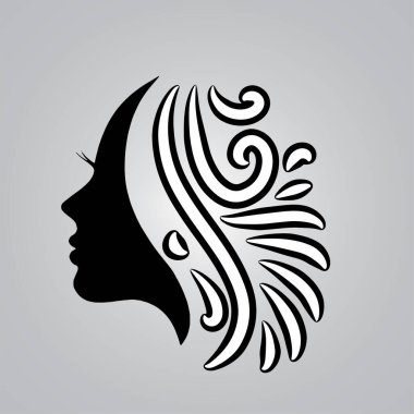 Güzellik salonu veya kuaför logosu ikonu için güzel bir bayan.