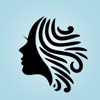 Güzellik salonu veya kuaför logosu ikonu için güzel bir bayan.