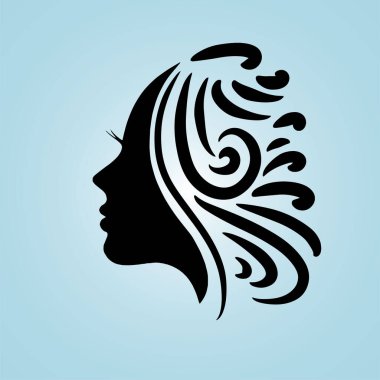 Güzellik salonu veya kuaför logosu ikonu için güzel bir bayan.