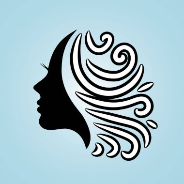 silhouette beautiful lady for salon or hair beauty treatment logo vector icon