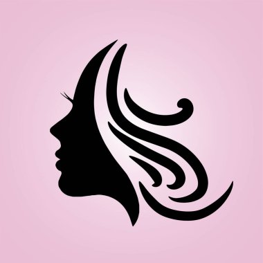 Güzellik salonu veya kuaför logosu ikonu için güzel bir bayan.