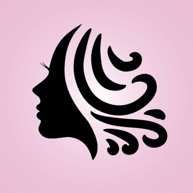 silhouette beautiful lady for salon or hair beauty treatment logo vector icon